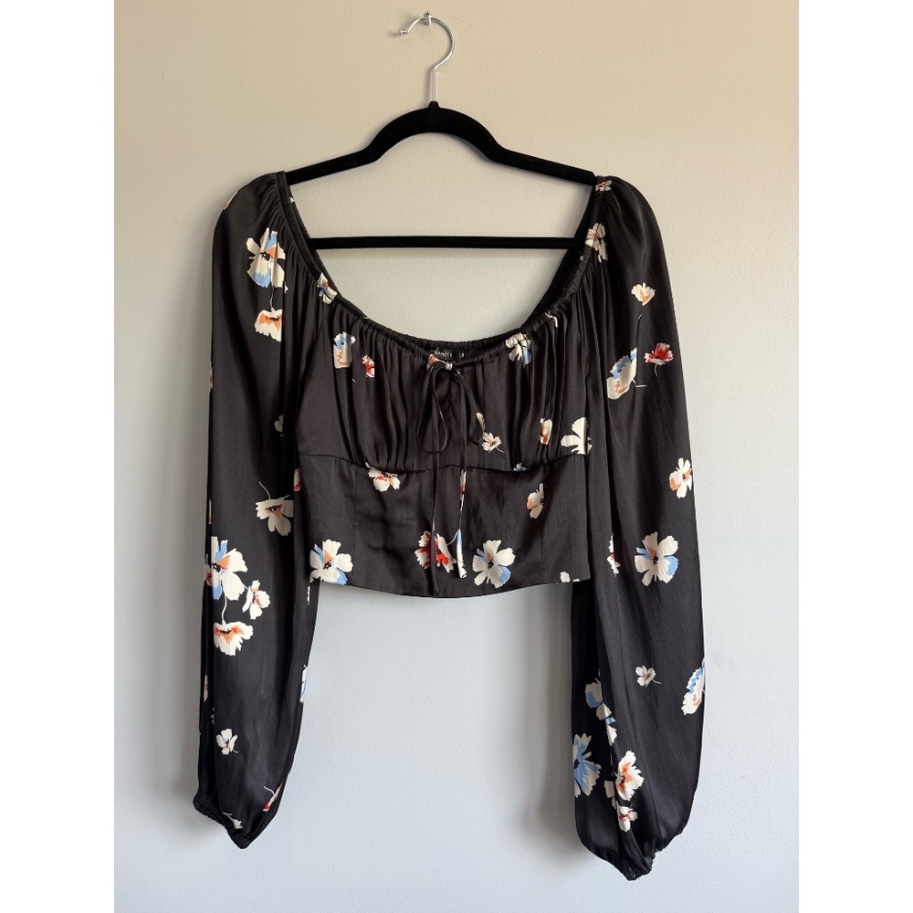 Dynamite Black Floral Long-Sleeve Top